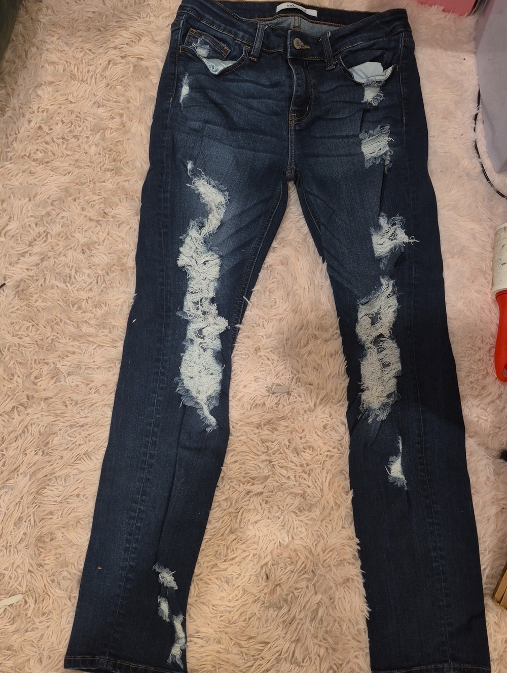 Women's Dark Blue Ripped Skinny Jeans